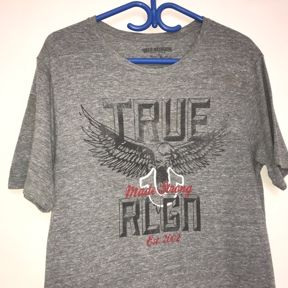 🧩True Religion Dark Grey Graphic Crewneck T-Shirt - Picture 2 of 7